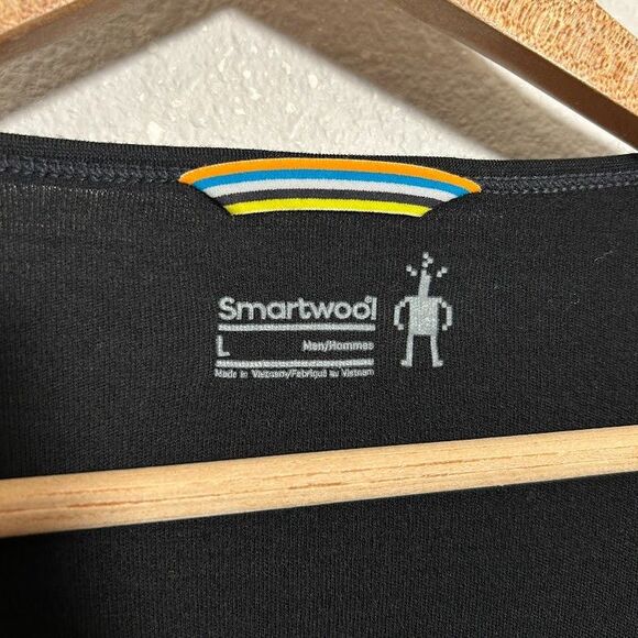 Smartwool Merino 250 Henley Shirt Mens L Black Gray Wool Blend Base Layer - Picture 7 of 8